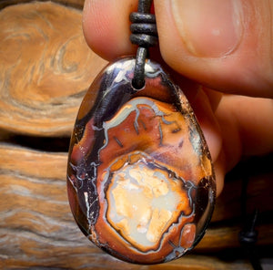 38 x 27mm - Drilled Queensland Boulder Opal Necklace