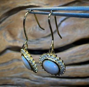 Sterling Silver - South Australian White Opal Hook Earrings - Opal Whisperers
