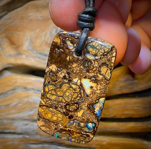35 x 21mm - Drilled Tribal Australian Boulder Opal Necklace
