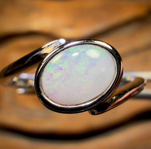 Bague en argent sterling avec opale de cristal d'Australie du Sud