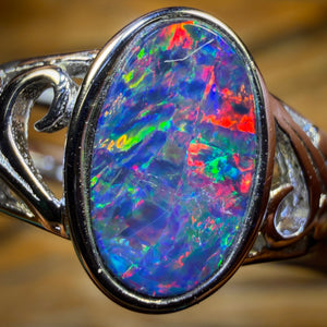 Sterling Silver - Queensland Boulder Opal Doublet Ring