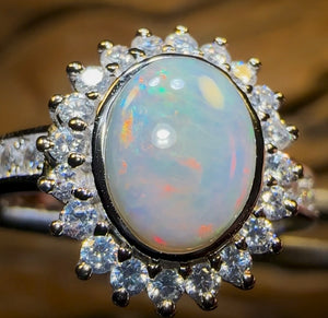Sterling Silver - South Australian Solid White Opal Ring - Opal Whisperers
