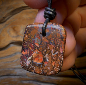 26 x 22mm - Drilled Tribal Queensland Boulder Opal Necklace