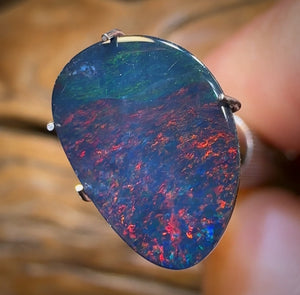 3.3cts - “Pigeon Blood Red on Black” Australian Boulder Opal Doublet
