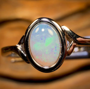 Bague en argent sterling avec opale de cristal d'Australie du Sud