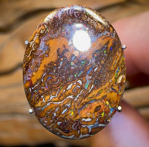 8.2cts - Australian Boulder Opal. Yowah Tribal Top Oval Cut - Opal Whisperers