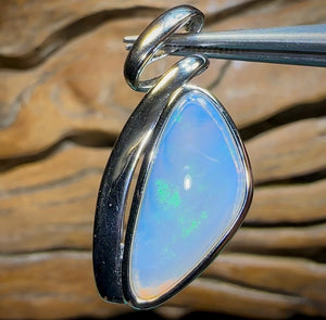 Sterling Silver - Solid South Australian Crystal Opal Pendant - Opal Whisperers