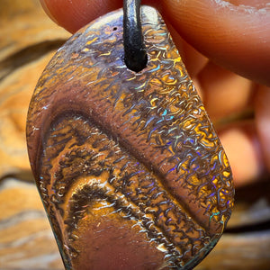 Bargain Card! 30 x 21mm - Drilled Tribal Queensland Boulder Opal Necklace