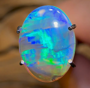 1.25cts - ‘Digital Wave’ Lightning Ridge Crystal Opal. Double Sided Clean Pure - Opal Whisperers