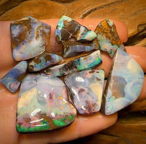 281.5cts - 10x Quality Australian Boulder Seam Opal Rubs Amazing Picture Stone Parcel