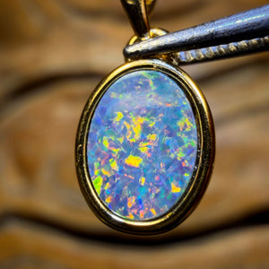 Wild Card! Sterling Silver Gold Plated - Queensland Boulder Opal Doublet Pendant