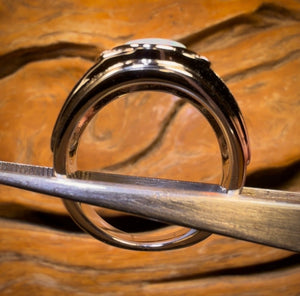 Sterling Silver - Large Unisex Solid South Australian Crystal Opal Ring