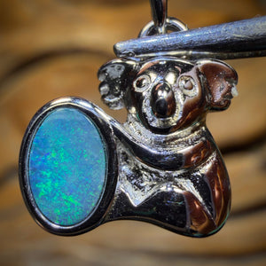 Sterling Silver - Australian Boulder Opal Doublet Pendant