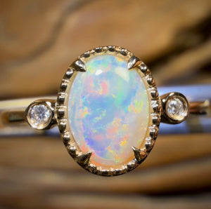 14k Gold - Solid South Australian Crystal Opal Ring