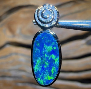14k White Gold - Queensland Boulder Opal Doublet Pendant - Opal Whisperers