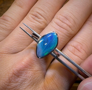 Pipì Shell Sterling Silver - Queensland Boulder Opal Doublet Ring - Opal Whisperers