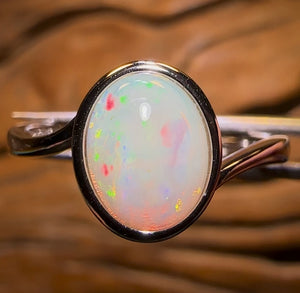 Sterling Silver - Solid South Australian Crystal Opal Ring