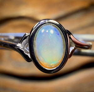 Bague en argent sterling avec opale de cristal d'Australie du Sud