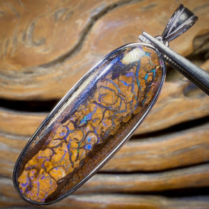 Sterling Silver - Solid Tribal Boulder Opal Pendant UNISEX Bargain