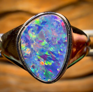 Sterling Silver - Queensland Boulder Opal Doublet Ring UNISEX