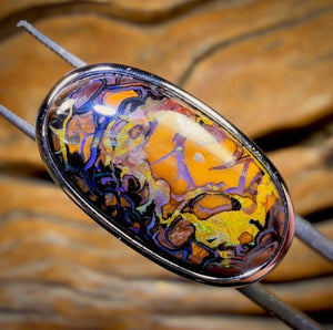 Sterling Silber - Ring aus massivem Tribal Boulder Opal, Unisex