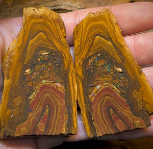 110g - Tribal Queensland Boulder Opal Rough Slab Pair - Opal Whisperers