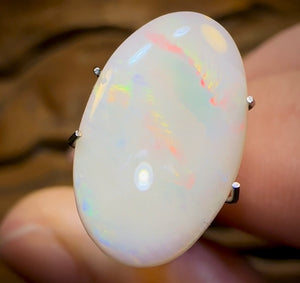 3.2cts - Great Oval Cut South Australian White Opal from Coober Pedy - Opal Whisperers