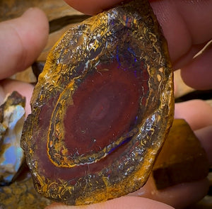 140.1g - 8x Mixed Queensland Boulder Opal Rough Pieces with Crystal Centres - Opal Whisperers