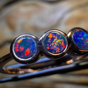 10k Rose Gold - NEW Isaac Design Queensland Boulder Opal Top Red Doublet Ring