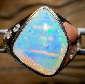 Sterling Silver - South Australian Crystal Opal Ring. Unisex Design - Opal Whisperers