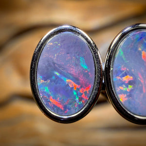 Sterling Silver - Australian Boulder Opal Doublet Stud Earrings