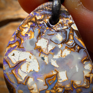 29 x 25mm - Drilled Queensland Boulder Opal Kernel Necklace