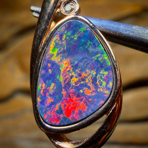 Top Red Sterling Silver Rose Gold Plated - Queensland Boulder Opal Doublet Pendant