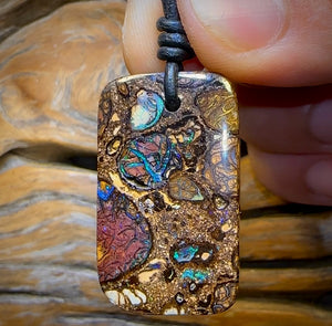 35 x 21mm - Drilled Tribal Australian Boulder Opal Necklace