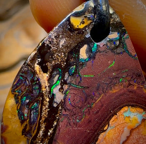 34 x 22mm - “Man in the Moon” Drilled Australian Tribal Boulder Opal Necklace