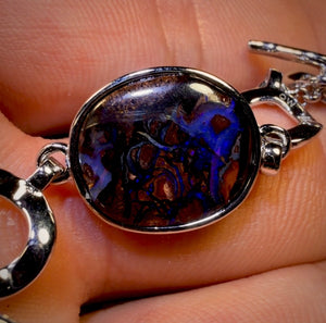 Sterling Silver - “Awesome” Solid Australian Boulder Opal Bracelet