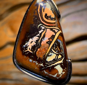 Daddy Storm Sterling Silver - UNISEX Solid Tribal Boulder Opal Pendant