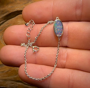 ALL NEW Sterling Silver - Australian Boulder Doublet Opal Bracelet