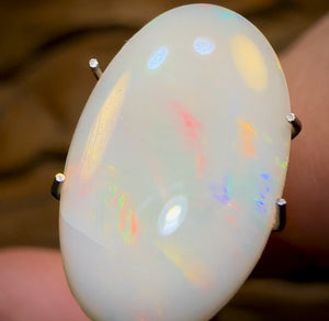 3.2cts - Great Oval Cut South Australian White Opal from Coober Pedy - Opal Whisperers