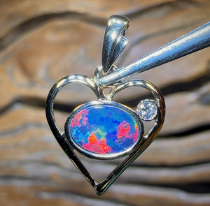 14k Gold - Queensland Boulder Opal Doublet Pendant Semi Harlequin - Opal Whisperers