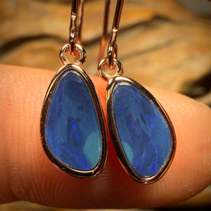 🔨 AUCTION 🔨 Sterling Silver - Australian Boulder Opal Doublet Hook Earrings