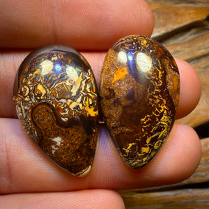 🔨 AUCTION 🔨 No Reserve 59.9cts - Yowah Nut Partial Crystal Centre Pair Polished