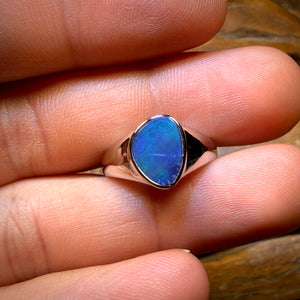 🔨 AUCTION 🔨 Sterling Silver - Queensland Boulder Opal Doublet Ring Unisex