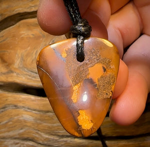 32 x 28mm - Drilled Boulder Opal Pendant w/ Eco Friendly Vegan Cord