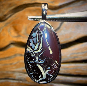 GENTLE DADDY Sterling Silver - Solid Tribal Boulder Opal UNISEX Pendant