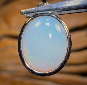 Sterling Silver - Solid South Australian White Opal Pendant