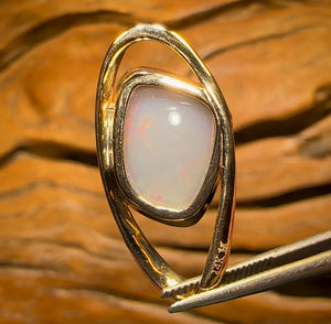 14k Gold - Semi Harlequin Solid South Australian Dark Opal Pendant