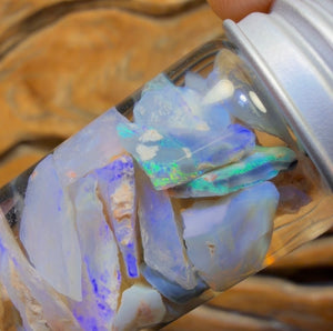 59.7cts - Rare Mintabie Rough Opal Vial. South Australian Opal