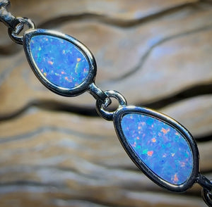 Sterling Silver - Australian Boulder Doublet Opal Bracelet