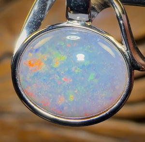 Sterling Silver - Solid South Australian Dark Opal Pendant
